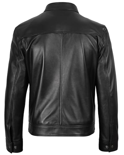 Image of fjackets Cafe Racer Mens Leather Jacket - 100% Real Lambskin Leather Jacket Men Moto Style