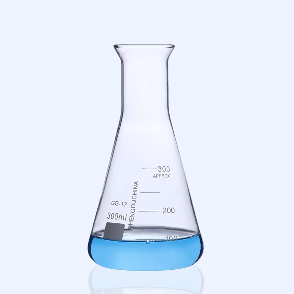 Szklana kolba laboratoryjna, 50 100 250 500 1000 ml z podziałką GG-17 Kolba szerokimi ustami Eksperyment ze szkłem laboratoryjnym(300ml 2PCS)