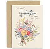 Old English Co. Flower Greeting Card for Godmothers Birthday - Special Female Birthday Card for Her - Godmother Birthday Cards Female Adult - Floral Happy Birthday Cards for Women | Blank Inside