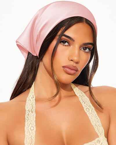 AWAYTR 27.5" Square Satin Head Scarf - Silk Hair Scarf Square Hair Bandanas Large Scarf Sleeping Head Wraps for Women3