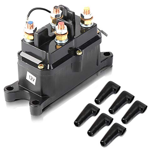 Winch Solenoid Relay Contactor 12V 250A with 6 Protecting Caps ISSYZONE for ATV UTV 2000-5000lbs Winch