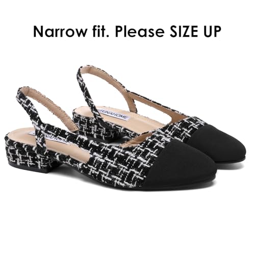 STUNAHOME Womens Slingback Flats Two Tone Closed Round Toe Casual Pumps for Office or Fashion3