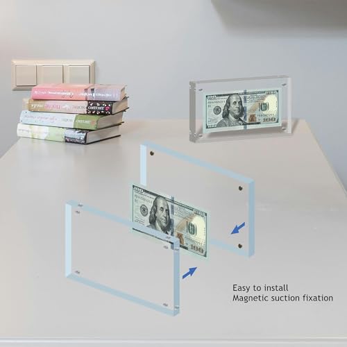 Marco para billetes acrílico transparente 7.8 x 3.9 pulgadas miniatura 4
