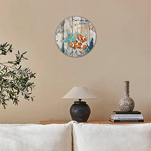 Horloge murale ronde bois plage grand format design marin - 4