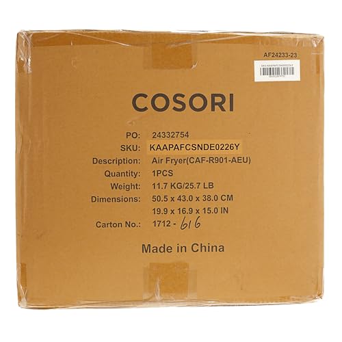 COSORI Air Fryer 2 Compartments 8.5L, Dual Deep Fryer Oil Free, 55% Less Energy, With Visible Celebration, 230 Degree Celsisus Maximum, Sync Finish and Cook,85% Less Fat, Recipe