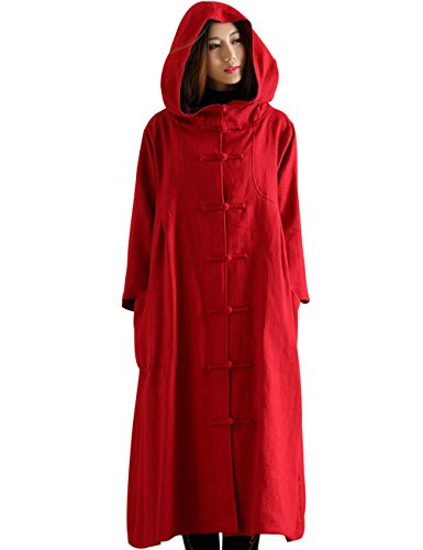 Robe coton manteau avec capuche ample contre le vent Youlee Femmes