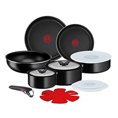 Lagostina Ingenio Essential Plus Batteria di Pentole, Alluminio per Gas e Forno, 17 Pezzi, 2 Casseruole Fonde, 2 Padelle, Tegame, Wok, 5 Coperchi, 5 Proteggi Padella e Manico Removibile