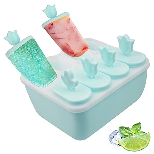 BeautyChen Popsicle Molds with 8 Pops Baby Popsicle Molds BPA Free Reusable Popsicle Molds with Defrost Box Easy Release Popsicle Molds for Kids Toddlers Babies DIY Popsicles Ice Cream (Sky Blue)