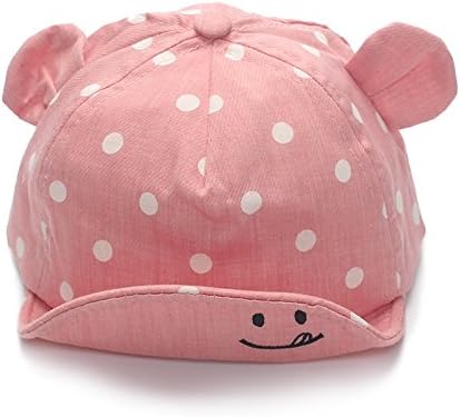 JANGANNSA Polka Baby Baseball Caps Infant Toddler Sun Cap Boys Girls Summer Hat with Bear Ears 6-24Months (Polka Pink)