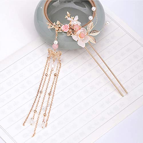 2 pezzi bastoncini per capelli con nappa, peli di