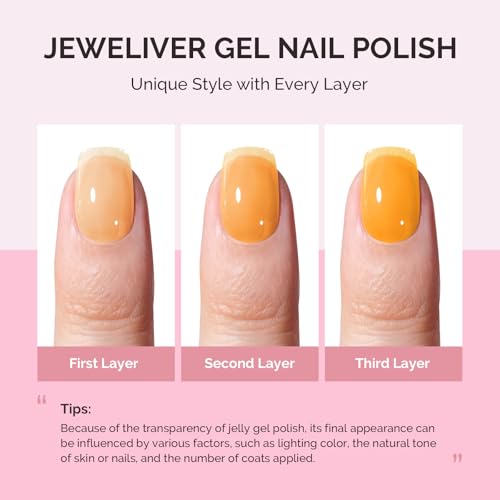 Image of MelodySusie Yellow Gel Nail Polish, 0.5Fl.oz Jeweliver Jelly Gel Polish Translucent Neon Yellow Orange Color Soak Off UV LED Gel Polish Nail Art Design Manicure Salon DIY At Home JG24