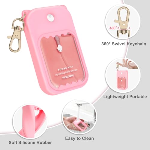 3Pcs Hand Sanitizer Spray Case for Touchland Silicone Touchland Case Keychain Cute Hand Sanitizer Spray Holder Compatible with Touchland Power Mist Gentle Mist Glow Mist (Pink & Purple & Blue)2