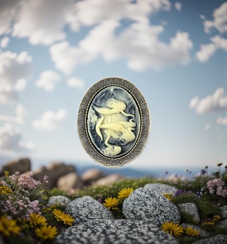 Image of Floral Pin Brooch Antique Brass Flower Decor Fashion Cameo Jewelry Pouch for Gift