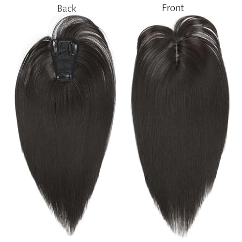 Yamel Hair Topper with Bangs 3 Clips Dark Brown 12 Inch Synthetic Wiglets Natural Hairpieces for Thinning Hair - Image 2
