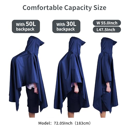 Image of 3-in-1 Unisex Camping Rain Poncho with hooded, Shelter & Ground Sheet