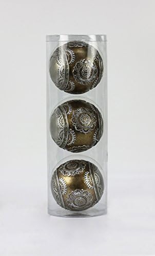 Decorative 3 Piece Poly Resin Orbs Set for Vases and Centerpiece Bowls (Brown and Silver)