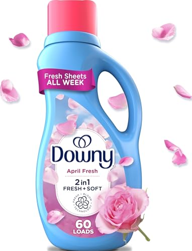 Downy 2 in 1 Liquid Fabric Softener, April Fresh, 44 fl oz, 60 Loads, Fabric Conditioner Liquid Provides Softness and Freshness for Fabrics