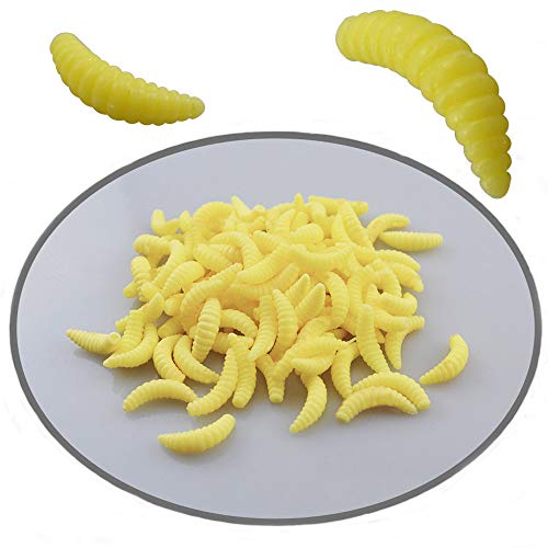 Senven Artificial lombriz, silicona suave biomimética Cebo lombriz Señuelos pesca lombriz Simulación Gusanos rojos plástico Ambiente verde Fuerte tentación Cebo Falso - Beige 100Pcs