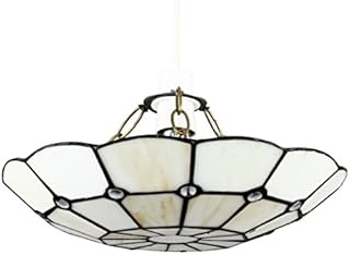 Tiffany Style White Stained Glass Cortez Jewel Ceiling Pendant Light Shade