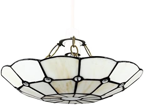 Tiffany Style White Stained Glass Cortez Jewel Ceiling Pendant Light Shade