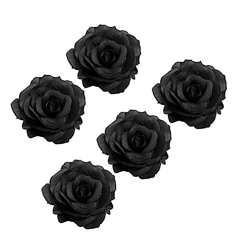 MOTHNUR Broche Rose Artificielle Funéraire 5 Pcs Noire Pince à Cheveux Funéraire Décorative Ornement Floral Pour Cérémonie Et Commémoration