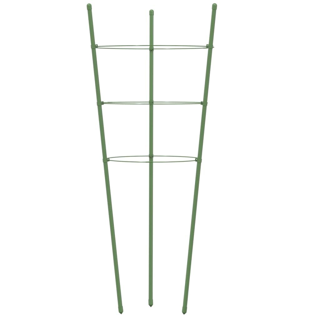 Podpory na rośliny z 3 pierścieniami ze stali powlekanej na zielono, wysokość 75 cm, zestaw 5 stabilnych podpór do pomidorów, warzyw i roślin pnących w ogrodzie lub na balkonie