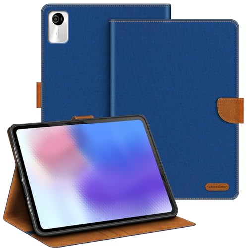 Coque protectrice Lenovo Lecoo Pro 12.7 2025 antichoc en TPU et cuir bleu