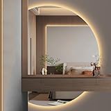 nurcix specchio da bagno mezza luna anti-appannamento specchio vanity da parete a led 120x80cm specchi decorativi per la casa interruttore touch con dimmerabile(bianco caldo/bianco freddo/neutro) 3000