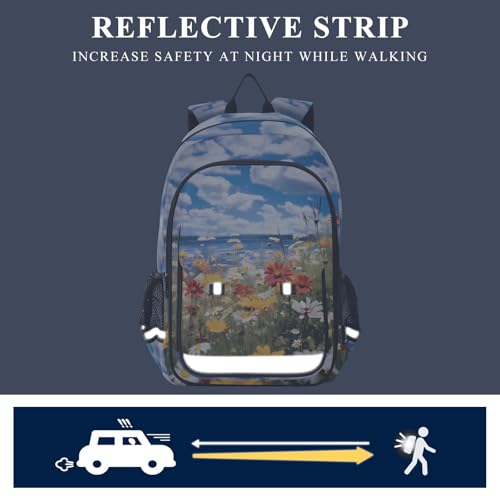 senya Daisy Sky Backpack Water-Resistant Bag Lightweight Bookbags with Reflective Strip4