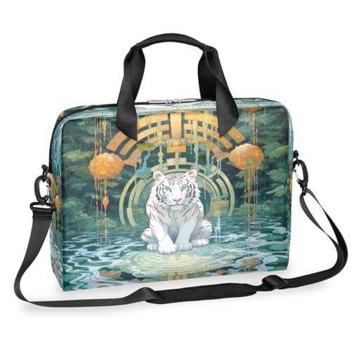 Maletín portátil con diseño de tigre blanco para laptop 15.6-16 pulg miniatura 1
