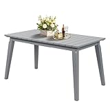 VINGLI Rectangular Outdoor Dining Table, Solid Cedar Wood Patio Table for 4-6 People, Waterproof Garden Table for Yard, Deck, Poolside (Gray)