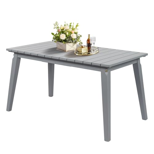 VINGLI Rectangular Outdoor Dining Table, Solid Cedar Wood Patio Table