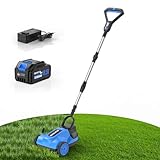 AZZUNO 8.3' Electric Cordless Lawn Mower: 20V Push Brush Cutter with 3-Position Height Adjustment, Brushless Compact Walk Behind Weed Wacker Eater for Small Garden Yard, 4.0Ah Battery and Charger