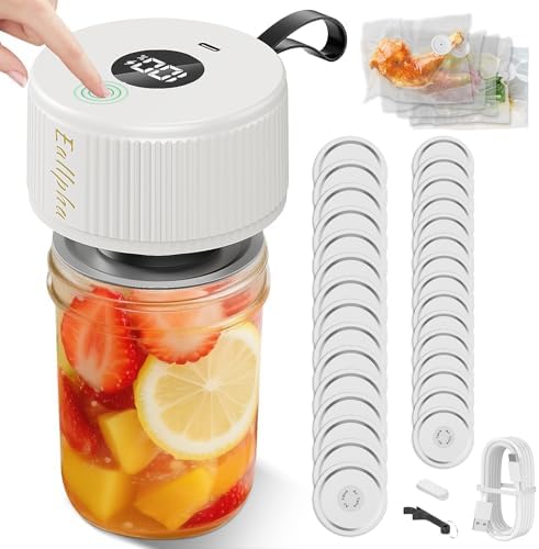 Electric Mason Jar Vacuum Sealer, Rechargeable Handheld Food Vacu...
