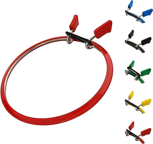 Image of Nurge Metal Embroidery Hoops - Premium Spring Tension Embroidery Hoop for Cross Stitch - Durable Ring with Quick Release Safety Clip - Ideal for Crafters,Beginners & Professionals - Red - Medium