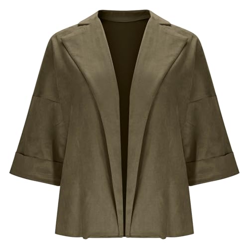 Womens Cardigans Faux Suede Lightweight Jacket Casual Long Sleeve Lapel Coat Solid Color Open Front Cardigan Oversized Jacket4