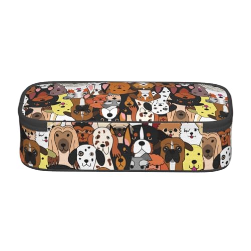 Image of Dog Puppy Cartoon Face Pencil Case Organizer Big Capacity Pencil Pouch Stationery With Zipper School Supplies Pencil Bag For Girls Boys Office
