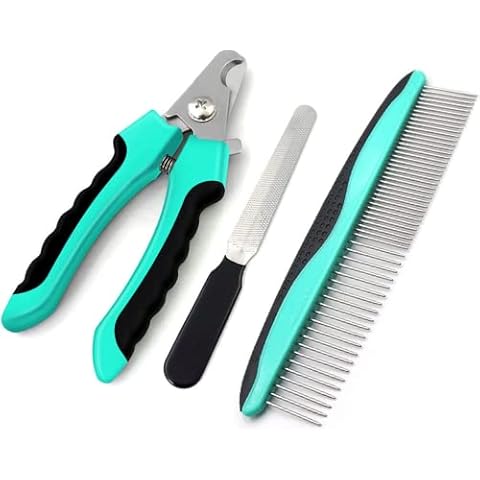 Pet Nail Clipper, iRonrain Medical Grade Stainless Steel Suit,3Pcs Suitable For Dog and Cat Nail Clippers for Professional Pet Nail Clipper With Safety Lock and Protective Guard to Avoid Over Cutting Cover