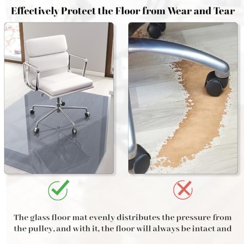 Image of [Tempered Glass] 36 inch x 46 inch Glass Office Chair Mat for Carpet