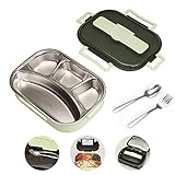 Bento-Boxen, Edelstahl-Lunchbox-Behälter mit Trennwand, Edelstahl-Geschirr-Set, isolierte Lunchboxen mit Löffel und Gabel für Erwachsene/Kinder (Medium)