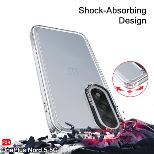 Image of TheGiftKart Hybrid Shockproof Back Cover Case for OnePlus Nord 5 5G | Stylish Camera Border | Electroplated Buttons | Crystal Clear Hard Back Cover Case (TPU & PC, Transparent Bumper)
