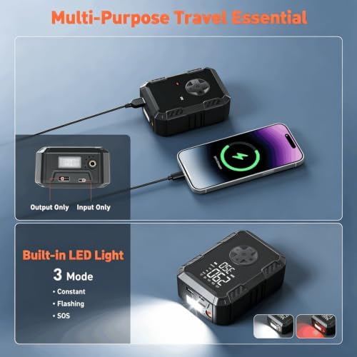 Tire Inflator Portable Air Compressor β 150 PSI Cordless Bike Tire Pump Rechargable, Auto Shut-Off, Digital Display, Fast Inflation for Car Tires, Motorcycles, Balls - 3