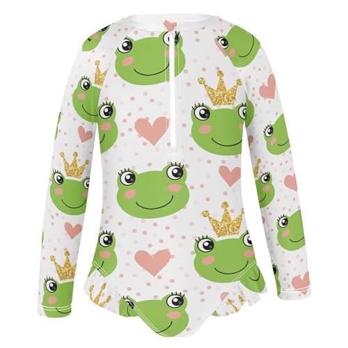 Image of Baby Girl Bathing Suit Long Sleeve UPF 50+ One Piece Toddler Swimsuit