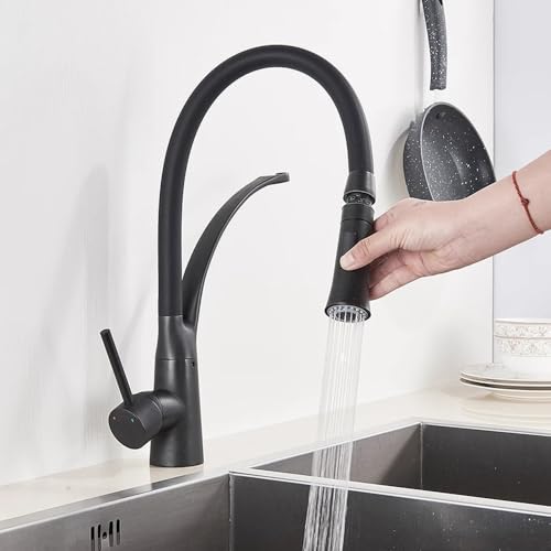 Robinet de cuisine chromé noir mat mitigeur évier douchette extractible chic