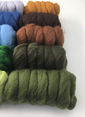 Molten Designs 250gm Pack of 10 Merino Wool Tops for Needle & Wet Felting and Spinning, Berry, Black, Blue, Gold, Gray, Green - Image 3