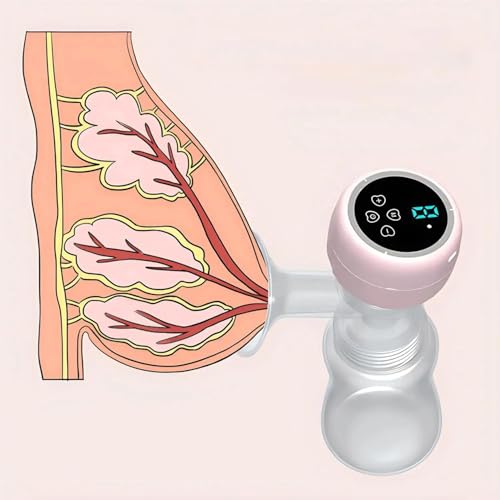 Image of Hands Free Breast Pump, Wearable Breastfeeding Pump, Lightweight Portable Electric Pump 4 Modes & 12 Suction Levels, Comfortable & Low Noise, 24mm Flange, 1 Pack Pink (VERTICAL)