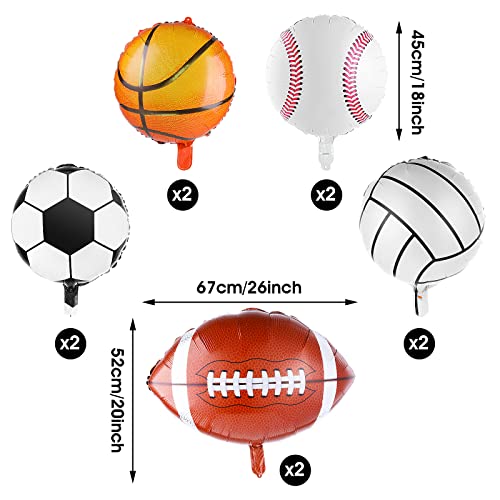 Grevosea 10 Pieces 18Inch Sports Themed Balloons, Aluminum Foil Sport Party Balloons Baseball Balloons Football Balloons Sports Themed Birthday Party Supplies For Boy Baby Shower Party Decoration #TOP6