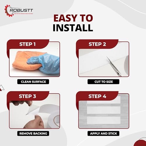 Image of Robustt Anti Skid /AntiSlip Tape 5 Meter 25MM (Pack of 5) Fall Resistant with PET Material and Solvent Acrylic Adhesive Tape for Slippery Floors, Staircase, Ramps, Indoor, Outdoor Use - White