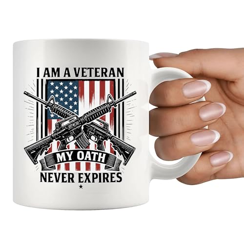 Taza de cerámica para veteranos 11 oz blanca miniatura 7