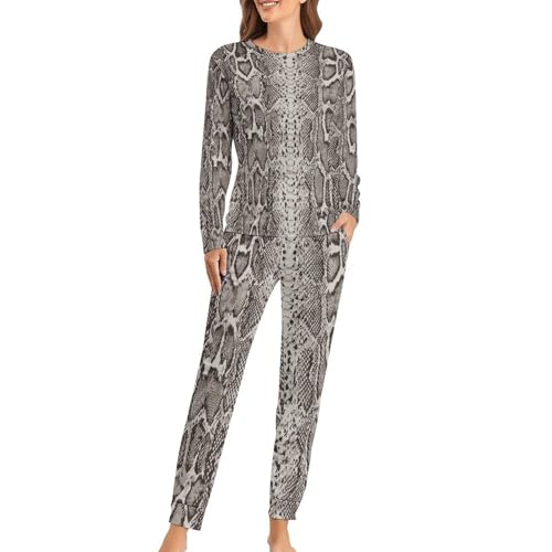 Pyjama femme serpent avec t-shirt manches longues et pantalon de nuit